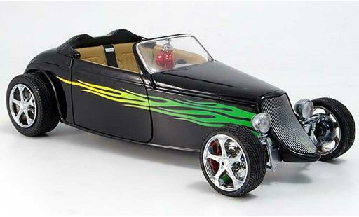 Ford Hot Rod 1933 1/18 Yat Ming cabriolet zwart groene flammen open modelauto
