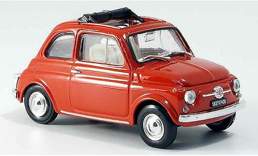 Fiat 500 F 1/43 Brumm Fkorallenrot geoffnetes vouwdak 1965 modelauto