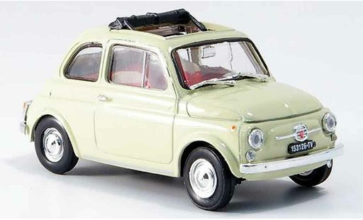 Fiat 500 F 1/43 Brumm creme geoffnetes vouwdak 1965 modelauto