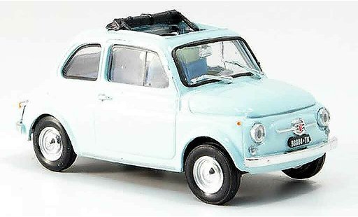 Fiat 500 F 1/43 Brumm blauw geoffnetes vouwdak 1965 modelauto