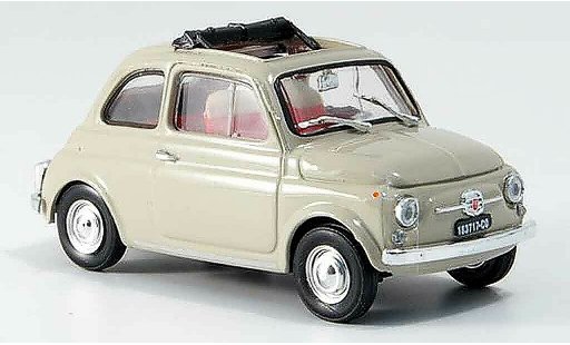 Fiat 500 F 1/43 Brumm sandbeige geoffnetes vouwdak 1965 modelauto