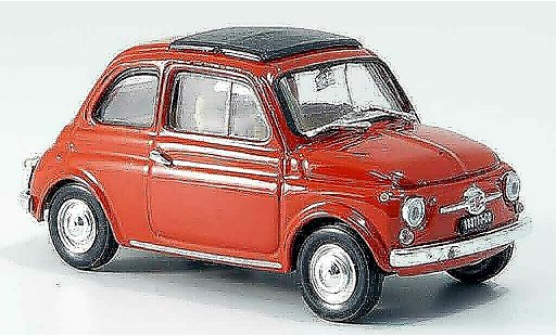 Fiat 500 F 1/43 Brumm korallenrot avec capote vouwdak 1965 modelauto