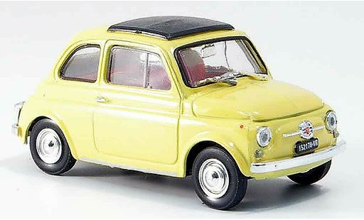 Fiat 500 F 1/43 Brumm geel avec capote vouwdak 1965 modelauto