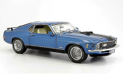 Ford Mustang Mach 1 1/18 Highway 61 blauw modelauto