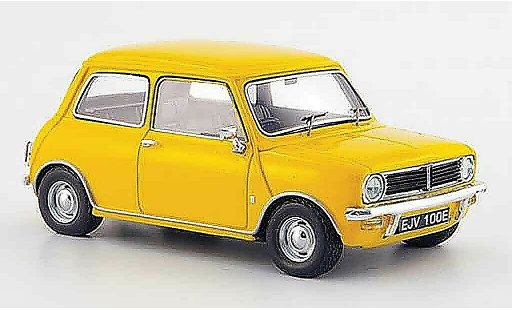 Austin Mini berline 1/43 Spark geel 1969 modelauto