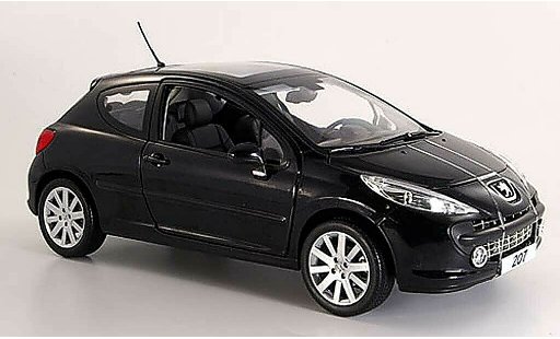 Peugeot 207 Base 1/18 Norev 3 portes zwart 2006 modelauto