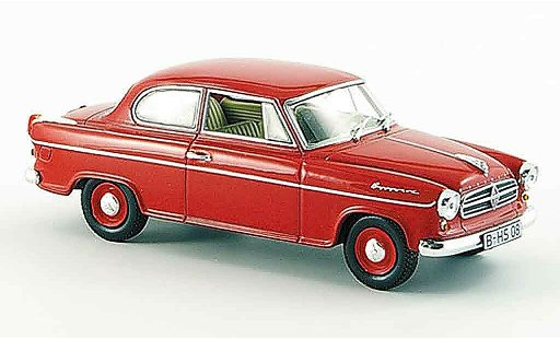 Borgward Isabella berline 1/43 Norev Sedan rood 1960 modelauto