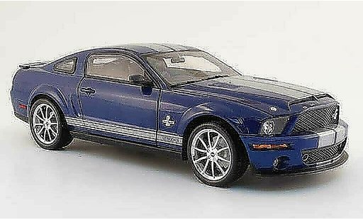 Shelby GT 500 2008 1/18 Shelby Collectibles kr blauw avec bandes grijss modelauto