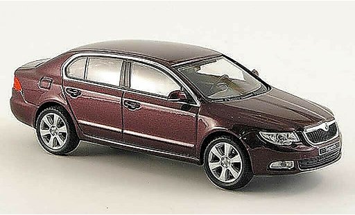 Skoda Superb 2009 1/43 Abrex II rood modelauto