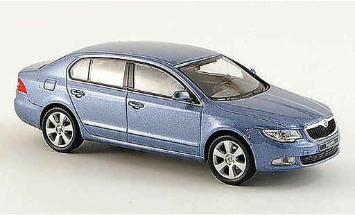 Skoda Superb 2009 1/43 Abrex II grijs blauw modelauto