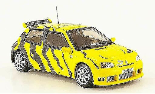 Renault Clio Maxi 1/43 IXO test car geel grijs 1995 modelauto