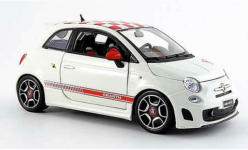 Fiat 500 Abarth 1/18 Burago rood-wit 2007 modelauto