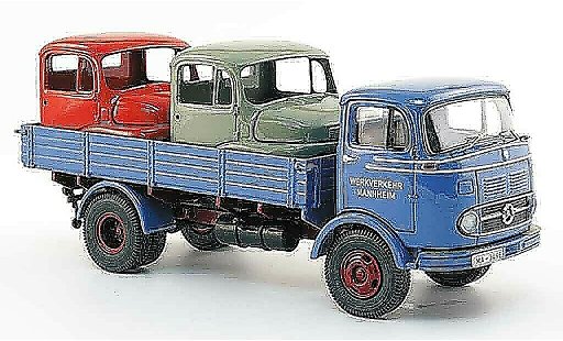 Mercedes LP 911 Base 1/43 Premium Cls laadbak blauw avec Fahrerhauser Ladegut modelauto
