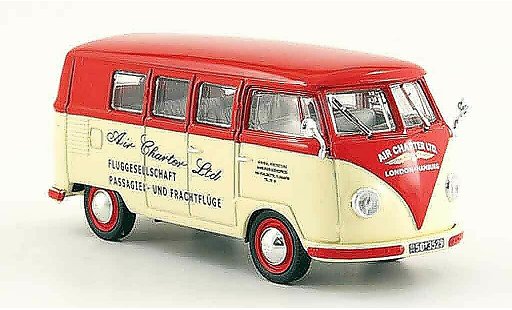 Volkswagen Combi Base 1/43 Norev t1a bus air charter ltd. wit rood 1958 modelauto