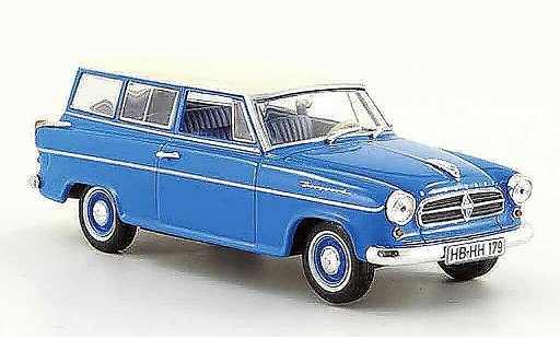 Borgward Isabella break 1/43 Norev Combi blauw wit 1960 modelauto