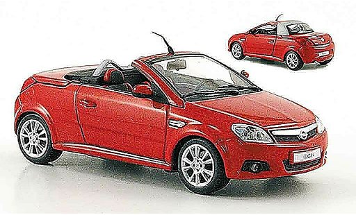 Opel Tigra Twin Top 1/43 Minichamps rood 2004 modelauto