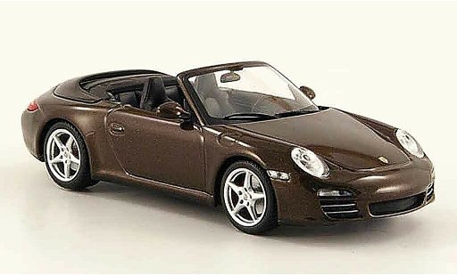 Porsche 911 4S 1/43 Minichamps Cabriolet Carrera bruin 2008 modelauto