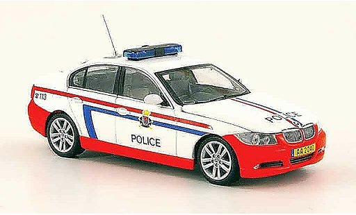Bmw 330 police 1/43 Minichamps E90 Serie politie Luxemburg 2005 modelauto