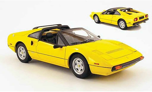 Ferrari 308 GTS 1/18 Hot Wheels geel zwart interieur modelauto