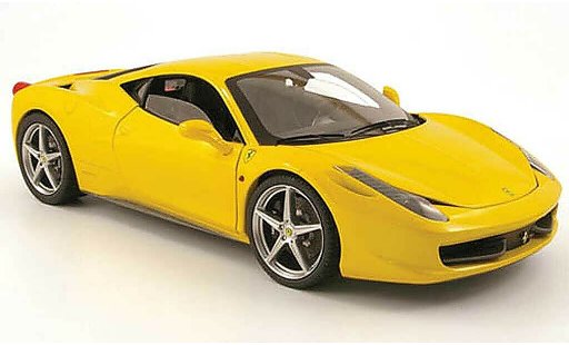 Ferrari 458 Italia 1/18 Hot Wheels geel 2009 modelauto