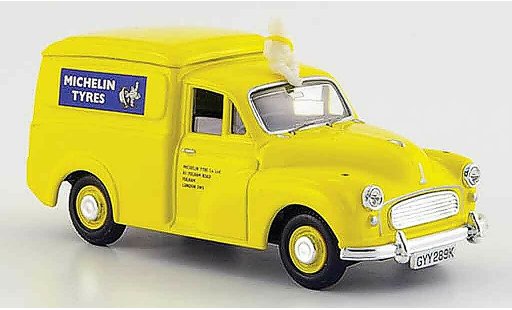 Morris Minor Van 1/43 Vanguards geel Michelin 1971 modelauto