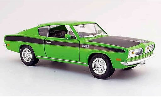 Plymouth Barracuda 1969 1/18 Yat Ming 440 groen zwart modelauto