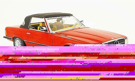 Mercedes 350 Base 1/18 Sun Star (r 107) rood gesloten 1977 modelauto