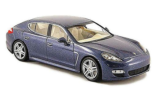 Porsche Panamera Turbo 1/43 Minichamps blauw 2009 modelauto