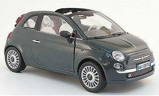 Fiat 500 Cabrio 1/18 Mondo Motors cabriolet grijs 2009 modelauto