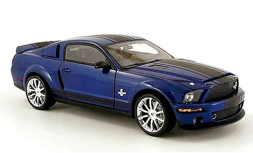 Shelby GT 500 2008 1/18 Shelby Collectibles super snake blauw avec bandes zwarts modelauto