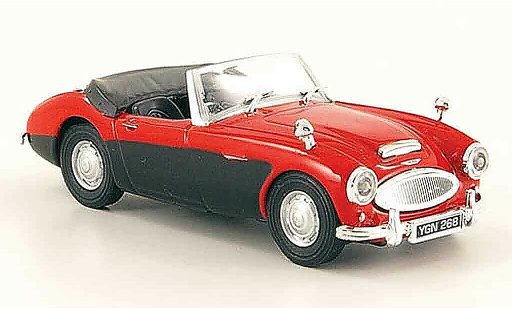 Austin Healey 100 /6 od bn6 1/43 Cararama rood zwart modelauto