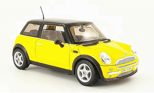 Mini Cooper D 1/18 Welly geel zwart dak modelauto
