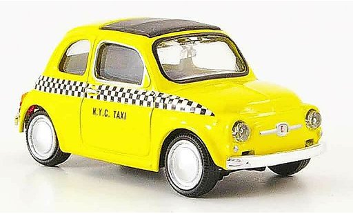 Fiat 500 Nuova 1/43 Mondo Motors N.Y.C. Taxi geel 1957 modelauto