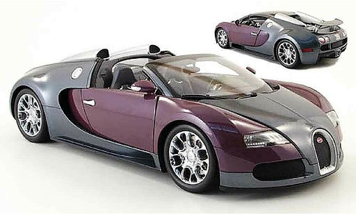 Bugatti Veyron Grand Sport 1/18 Minichamps grijs/lila 2009 modelauto
