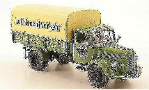 Mercedes L3500 Base 1/43 Minichamps laadbak/Plane Schenker Luftfrachtverkehr 1950 modelauto