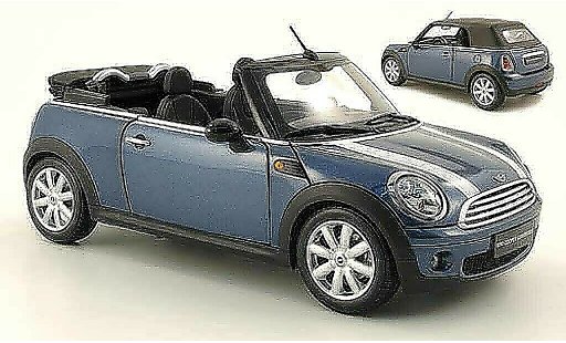 Mini Cabriolet Base 1/18 Kyosho blauw bandes wits 2009 modelauto