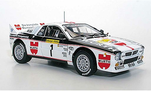 Lancia 37 Rally 1/18 Kyosho No.1 Wurth W.Rohrl/C.Geistdorfer Duitsland 1983 modelauto