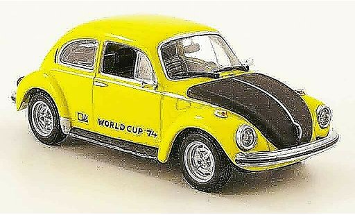 Volkswagen Coccinelle Base 1/43 Minichamps 1303 world cup geel zwart 1974 modelauto