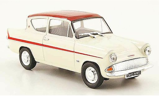 Ford Anglia 105E 1/43 Cararama MkI wit rood modelauto
