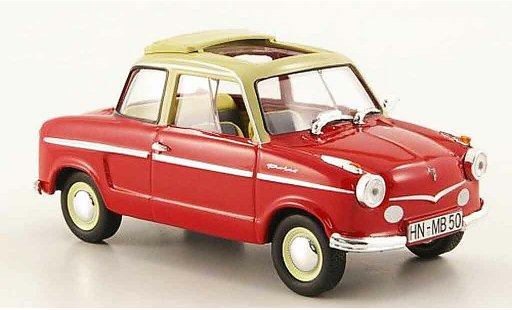 NSU Prinz Prinz I 1/43 Norev rood beige avec geoffnetem vouwdak 1958 modelauto