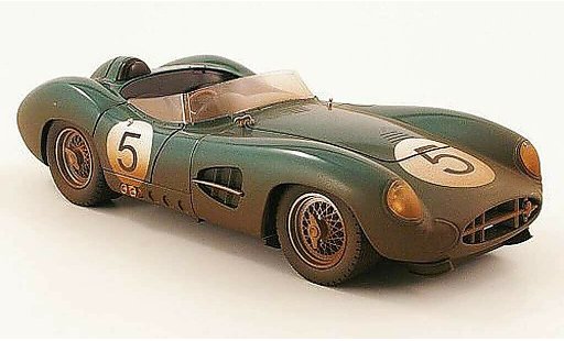 Aston Martin DBR1 course 1/18 Shelby Collectibles no.5 met rennspuren winnaar 24h le mans 1959 modelauto