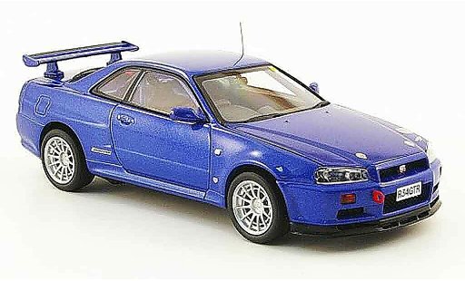 Nissan Skyline R34 1/43 Kyosho GT R Gr.N blauw modelauto