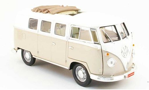 Volkswagen Combi Base 1/18 Yat Ming bus beige/wit 1962 modelauto