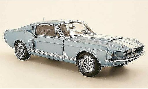 Shelby GT 500 1967 1/18 Autoart blauw met witen strepen modelauto