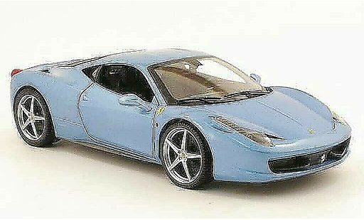 Ferrari 458 Italia 1/18 Hot Wheels grijs metallic blauw modelauto