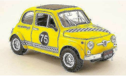 Fiat 500 Abarth 1/18 Mondo Motors 695ss geel no.75 modelauto