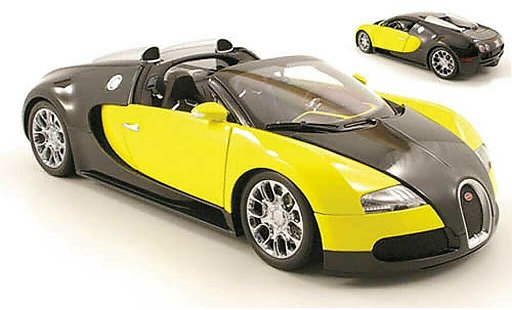 Bugatti Veyron Grand Sport 1/18 Minichamps zwart/geel 2009 modelauto