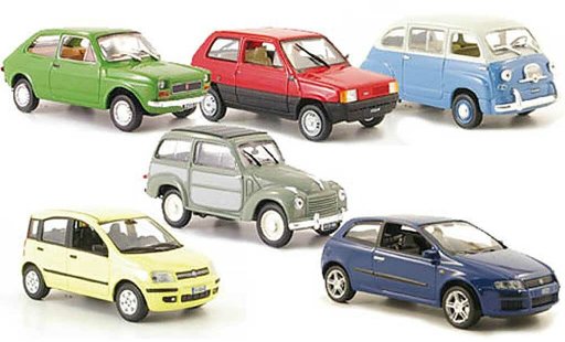 Fiat 500 C 1/43 Hachette 6er-Set: 127 600 Multipla Panda Belvedere modelauto