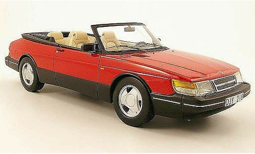 Saab 900 Cabriolet 1/18 Neo rood zwart 1987 modelauto