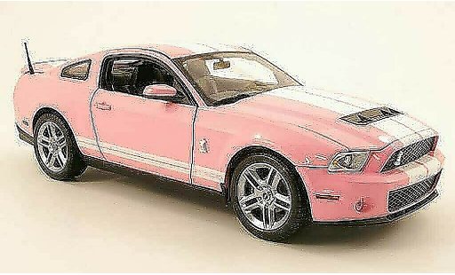 Shelby GT 500 2010 1/18 Shelby Collectibles roze/wit modelauto